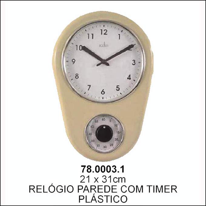 RELÓGIO D/PAREDE C/MOV 30X30X4CM - Noritex